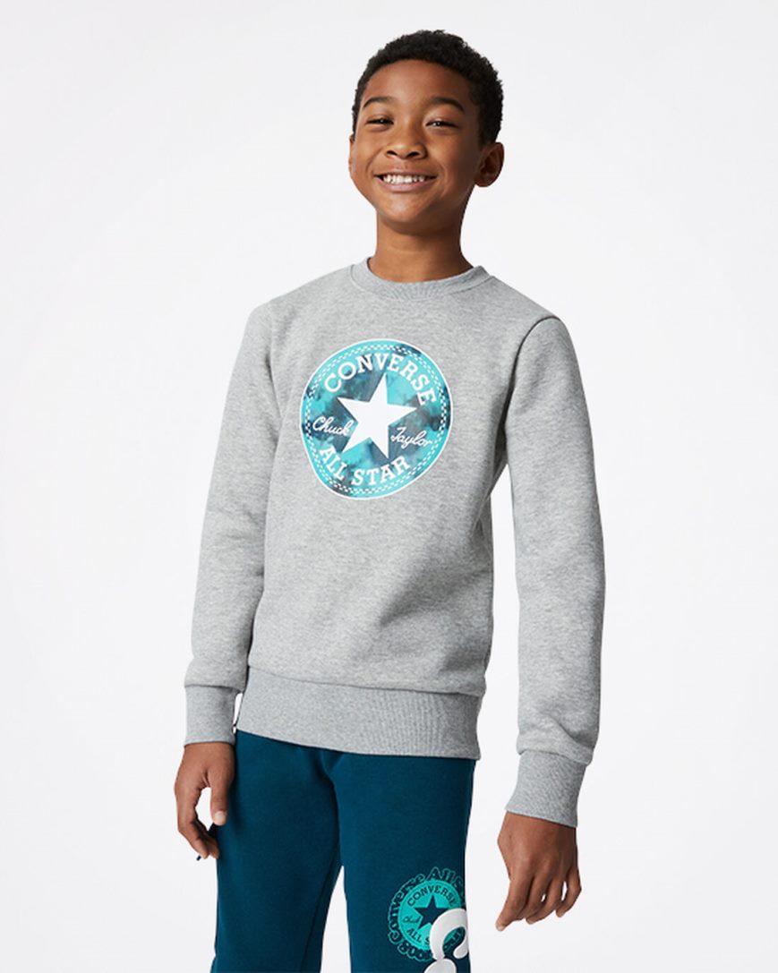 Moletons Converse Into The Wild Fleece Crew Menino Cinzentas Escuro | PT C045T89